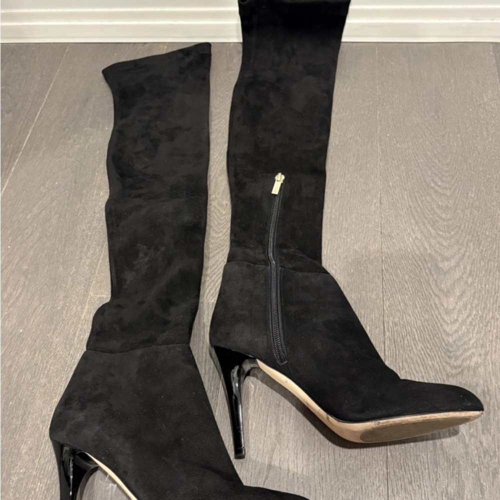 Black Suede Over-the-Knee Boots